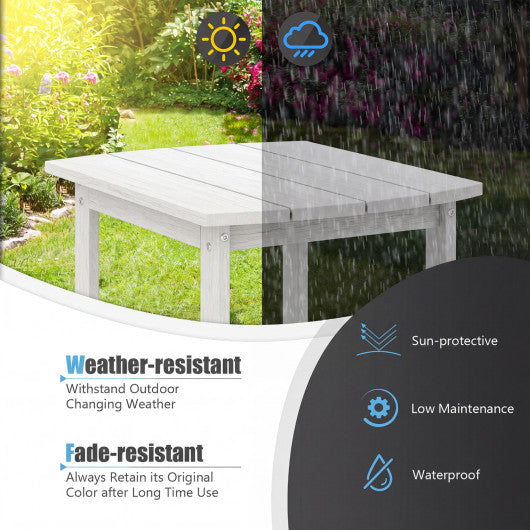 2-Pieces 18 Inches Adirondack Outdoor Side Table for Patio and Garden-White