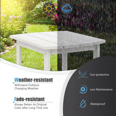 2-Pieces 18 Inches Adirondack Outdoor Side Table for Patio and Garden-White