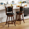 2 Pieces 24 Inch Swivel Counter Stool Dining Chair Upholstered Seat-Brown