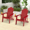2 Pieces Adirondack Chair Set with Ergonomic Design for Porch and Backyard-Red