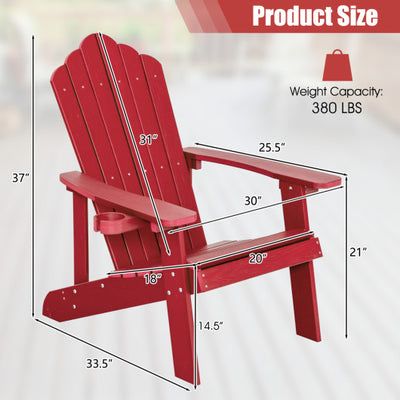 2 Pieces Adirondack Chair Set with Ergonomic Design for Porch and Backyard-Red