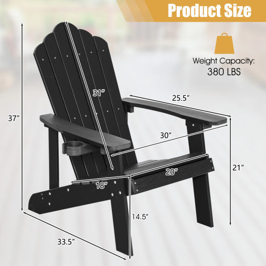 2 Pieces Adirondack Chair Set with Ergonomic Design for Porch and Backyard-Black