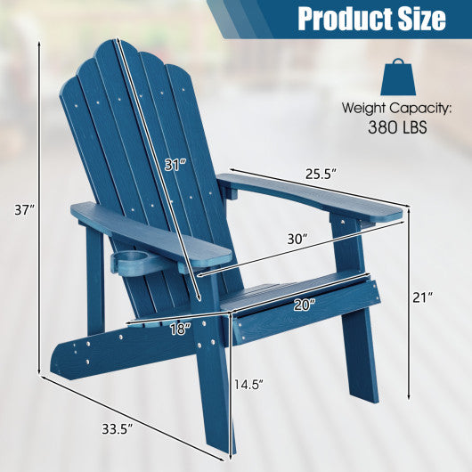 2 Pieces Adirondack Chair Set with Ergonomic Design for Porch and Backyard-Navy