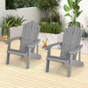 2 Pieces Adirondack Chair Set with Ergonomic Design for Porch and Backyard-Silver