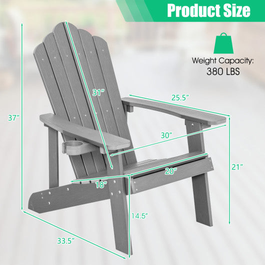 2 Pieces Adirondack Chair Set with Ergonomic Design for Porch and Backyard-Silver