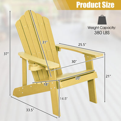 2 Pieces Adirondack Chair Set with Ergonomic Design for Porch and Backyard-Yellow