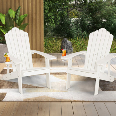 2 Pieces Adirondack Chair Set with Ergonomic Design for Porch and Backyard-White