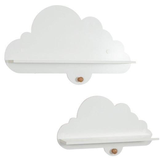 2 Pieces Floating Cloud Shelves Wall Mounted Storage Display Rack-White