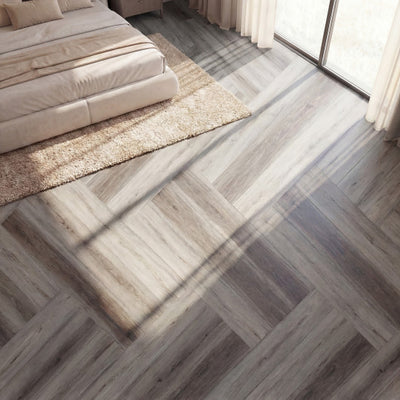 2 Pieces Floor Tile Vinyl Flooring Waterproof Vinyl Plank Flooring-Gray