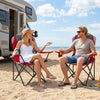 2 Pieces Folding Camping Chairs for Adults with Cup Holders-Red