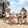 2 Pieces Folding Camping Chairs for Adults with Cup Holders-Black