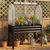 2 Pieces Galvanized Raised Garden Bed with Legs and Greenhouse Cover for Vegetable Flower-Black