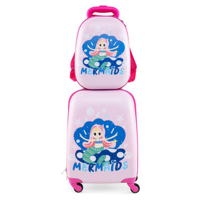2 Pieces Kids Carry-on Luggage Set with 12 Inch Backpack-Navy