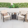 2 Pieces Patio Metal Chairs with Seat and Back Cushions for Yard-Beige