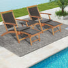 3 Pieces Patio Rattan Folding Lounge Chair Set of 2 with Acacia Wood Table