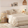 2 Pieces Side Table with Storage Shelves and Bamboo Construction-Natural