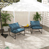 2 Pieces Sling Accent Chair Leisure Chair with Weatherproof Seat Fabric Indoor Outdoor-Navy