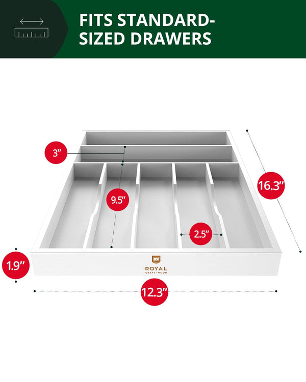 Basic Silverware Drawer Organizer, White
