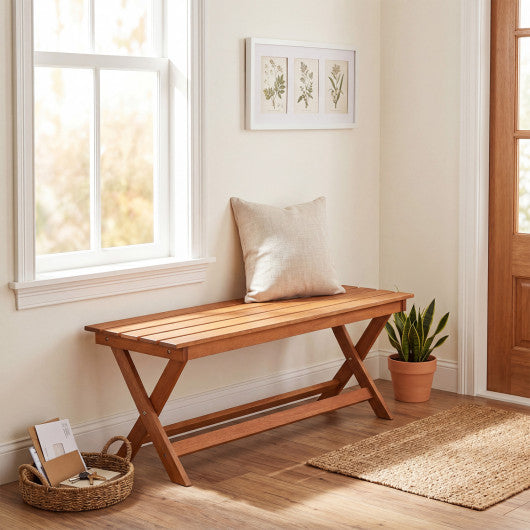 2-Seat Wooden Garden Patio Bench with X-Shaped Legs-1 Piece