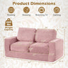 2-Seater Floor Couch Loveseat Foam Sofa with Removable Corduroy Cover-Pink - Pink