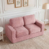2-Seater Floor Couch Loveseat Foam Sofa with Removable Corduroy Cover-Pink