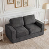 2-Seater Floor Couch Loveseat Foam Sofa with Removable Corduroy Cover-Black