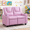 2-Seater Kids Recliner Double Toddler Sofa Chair with 2 Cup Holders-Pink