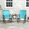 2-Seater Outdoor Glider Bench with 2-Tier Center Table-Turquoise
