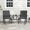 2-Seater Outdoor Glider Bench with 2-Tier Center Table-Black