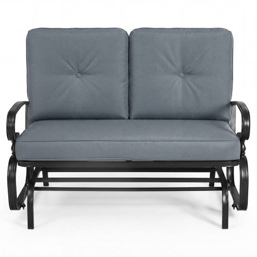 2 Seats Outdoor Swing Glider Chair with Comfortable Cushions-Gray