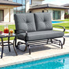 2 Seats Outdoor Swing Glider Chair with Comfortable Cushions-Gray