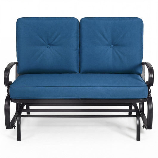 2 Seats Outdoor Swing Glider Chair with Cushions-Navy