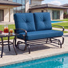 2 Seats Outdoor Swing Glider Chair with Cushions-Navy