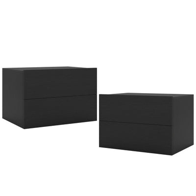 2 Storage Drawers Wall Mounted Floating Nightstand for Bedroom-Black