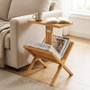 2-Tier Side Table Magazine Rack with Teak Wood Frame