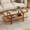2-Tier Coffee Table with Storage and Tempered Glass Tabletop-Coffee