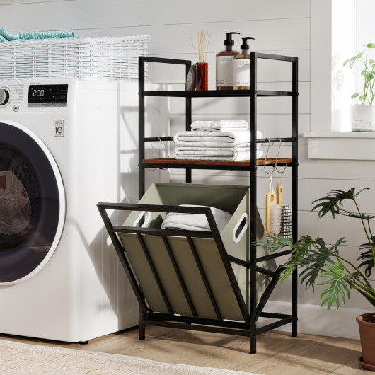 2-Tier Laundry Hamper with Tilt-out Basket-Black
