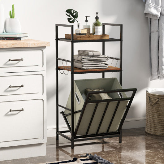 2-Tier Laundry Hamper with Tilt-out Basket-Black