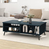 2-Tier Mid Century Modern Coffee Table with Storage Shelves Compartments-Blue
