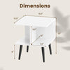 2-Tier Mid Century Modern End Table with 2 Compartments and Metal Legs-White - White