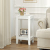 2-Tier Nightstand End Side Wooden Legs Table for Bedroom-White