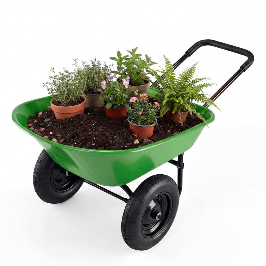 2 Tire Heavy-duty Dolly Utility Cart Wheelbarrow Garden Cart-Light Green