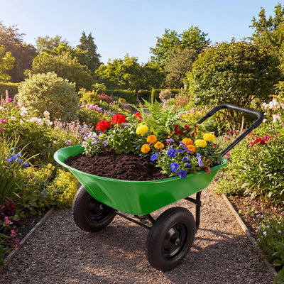 2 Tire Heavy-duty Dolly Utility Cart Wheelbarrow Garden Cart-Light Green
