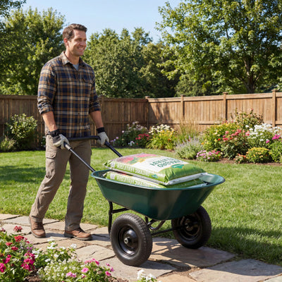2 Tire Wheelbarrow Garden Cart Heavy-duty Dolly Utility Cart-Green