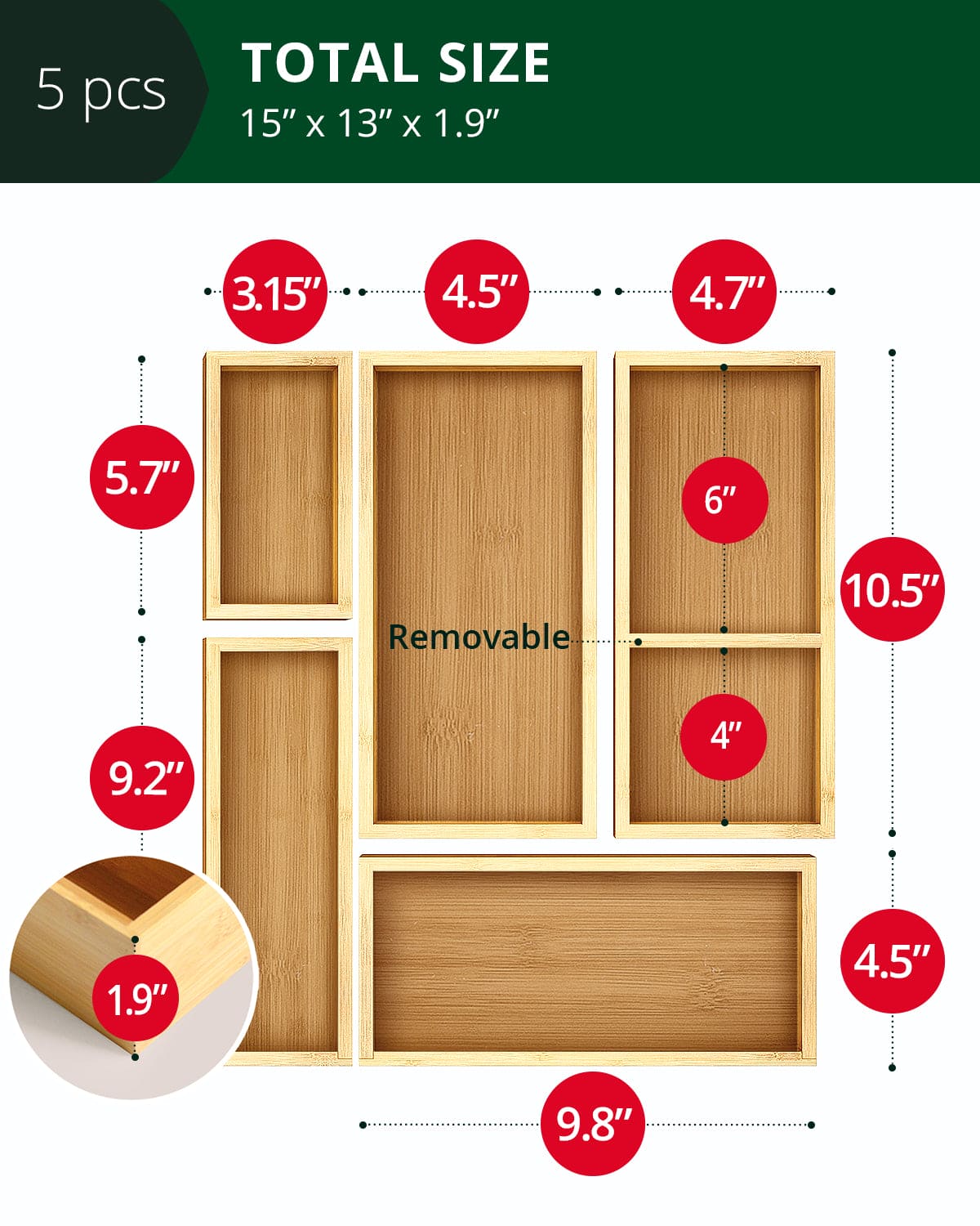 Storage Box Set of 5, Natural
