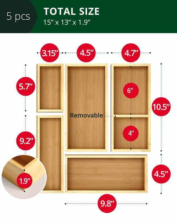 Storage Box Set of 5, Natural