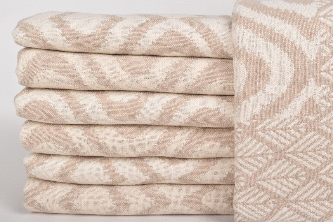 Ikat Beige Turkish Throw