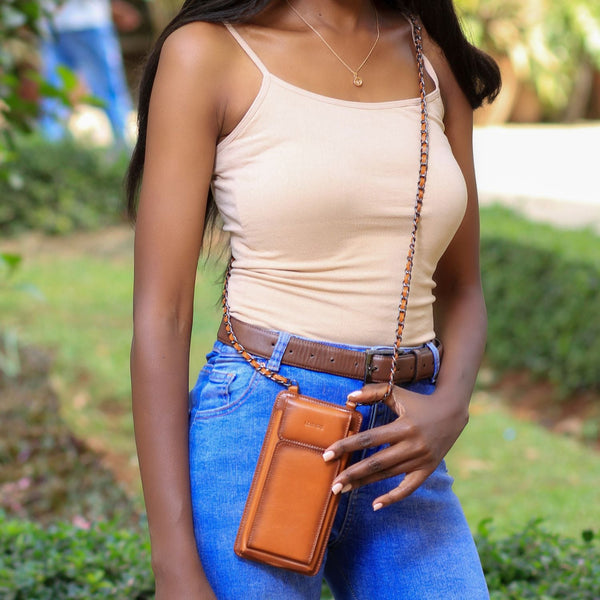 Leather Green Crossbody Bag Phone Wallet - Columbus