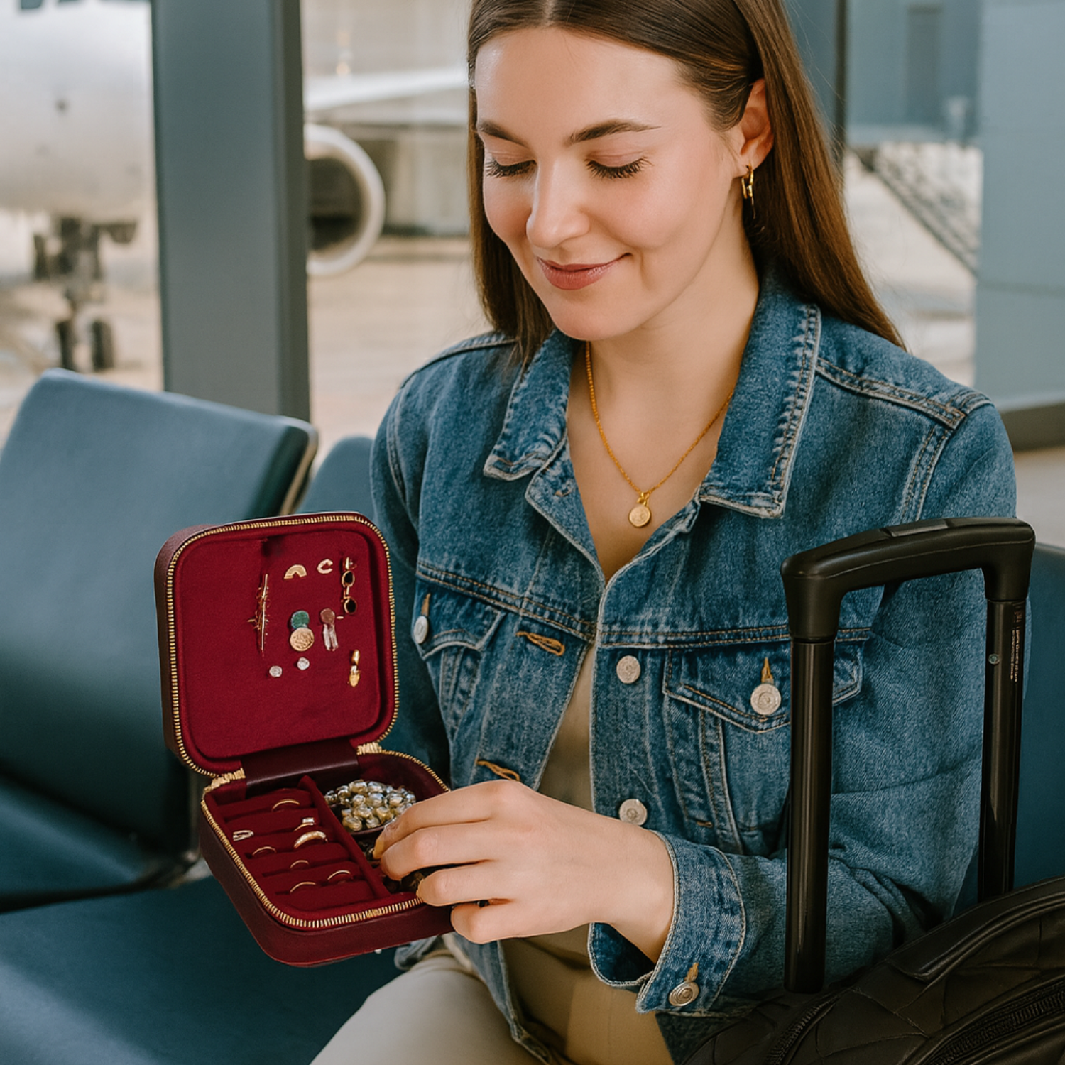 Luxury Travel Jewelry Box – Burgundy - Palermo