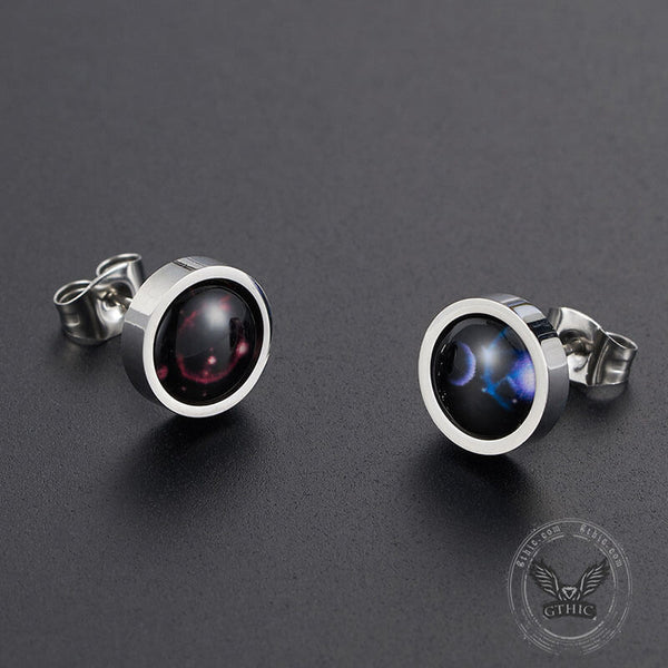 12 Constellation Zodiac Stainless Steel Luminous Stud Earrings